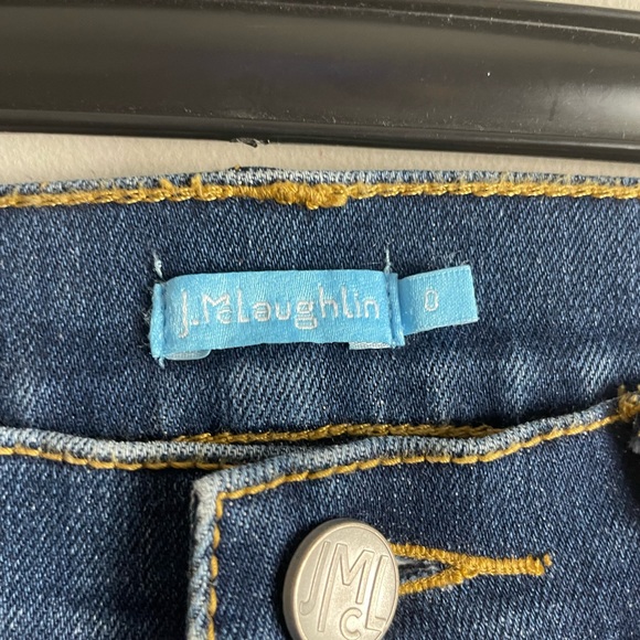 J. McLaughlin Teagan Crop Jean Raw Hem Distressed Size 0 Blue - Picture 4 of 5